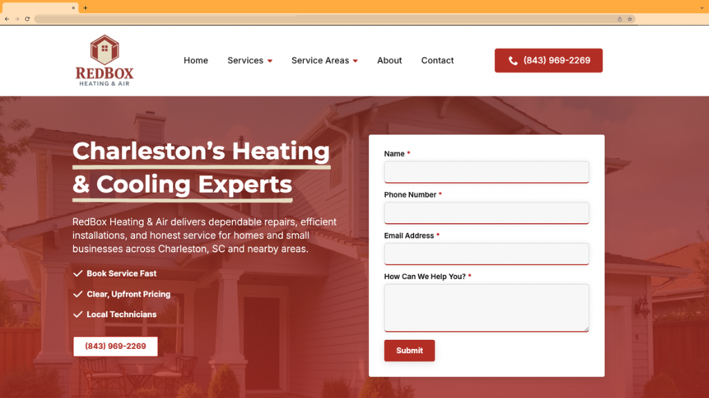 Red Box Heating & Air website by Holy Webs