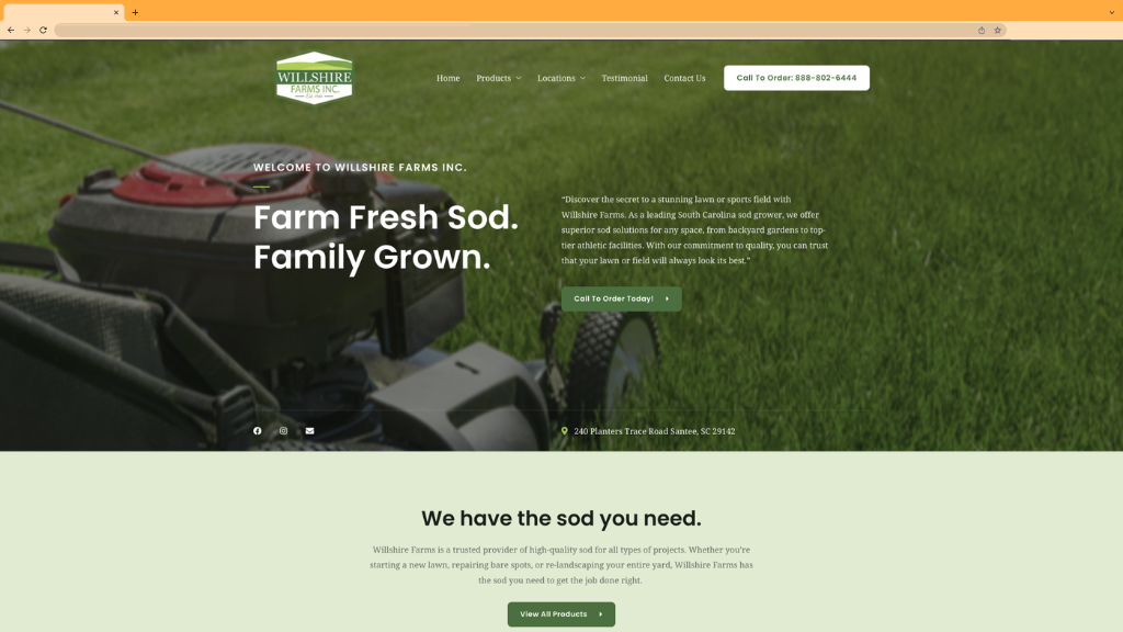Willshire Farms Inc. website by Holy Webs